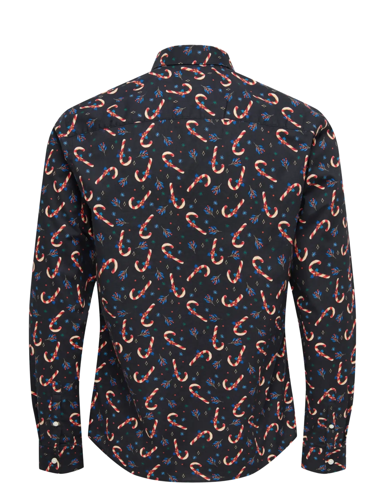 ONLY & SONS - ONSELF XMAS AOP SLIM POPLIN LS SHIRT - mønstrede skjorter - black - 2