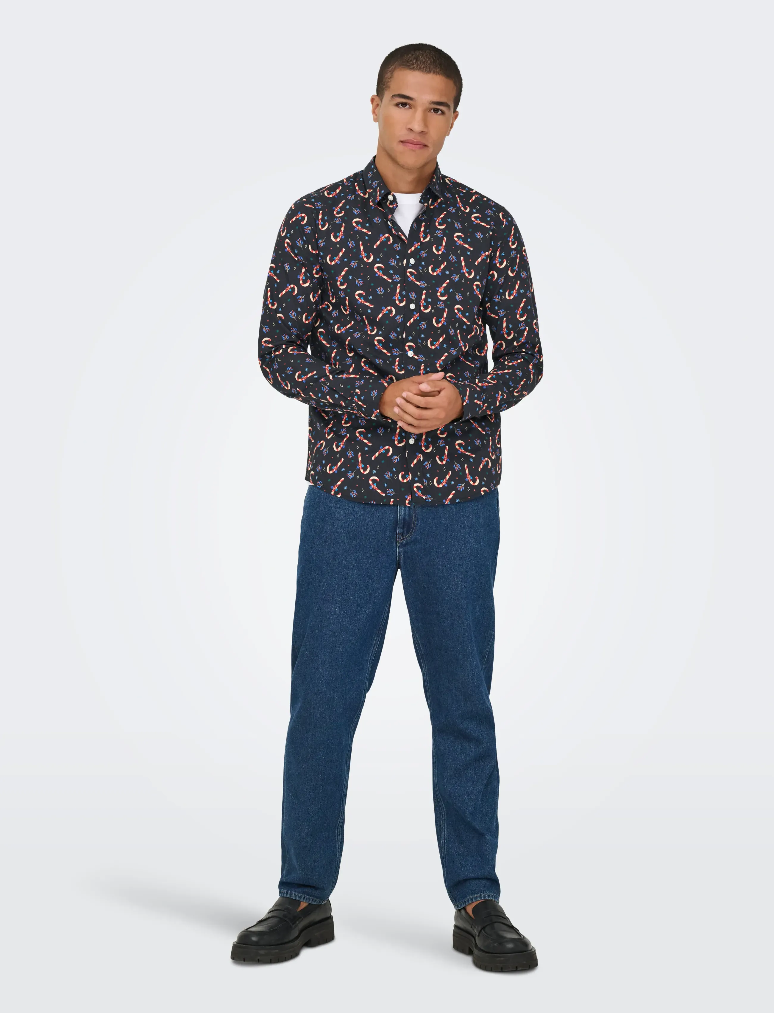 ONLY & SONS Onself Xmas Aop Slim Poplin Ls Shirt skjortor & blusar herr – bild 5
