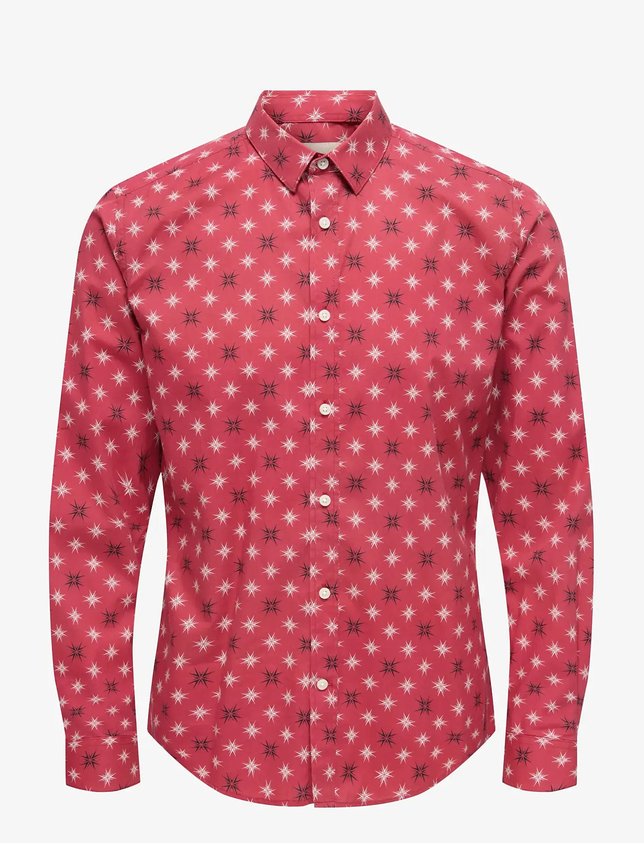 ONLY & SONS - ONSELF XMAS AOP SLIM POPLIN LS SHIRT - mönstrade skjortor - karanda red - 1