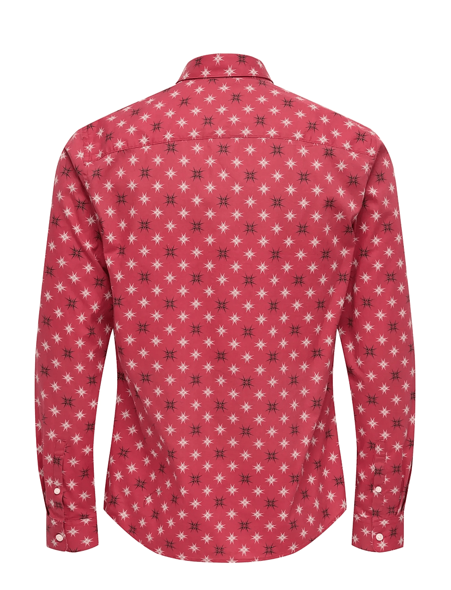 ONLY & SONS - ONSELF XMAS AOP SLIM POPLIN LS SHIRT - overhemden met patroon - karanda red - 2