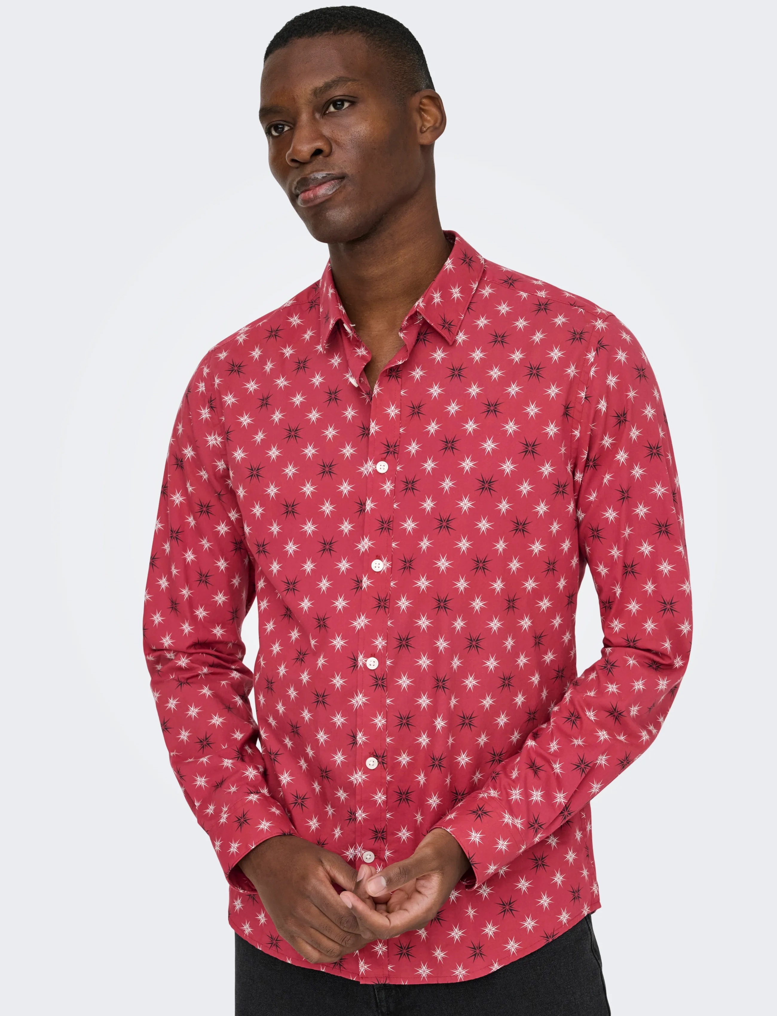 ONLY & SONS Onself Xmas Aop Slim Poplin Ls Shirt skjortor & blusar herr – bild 5