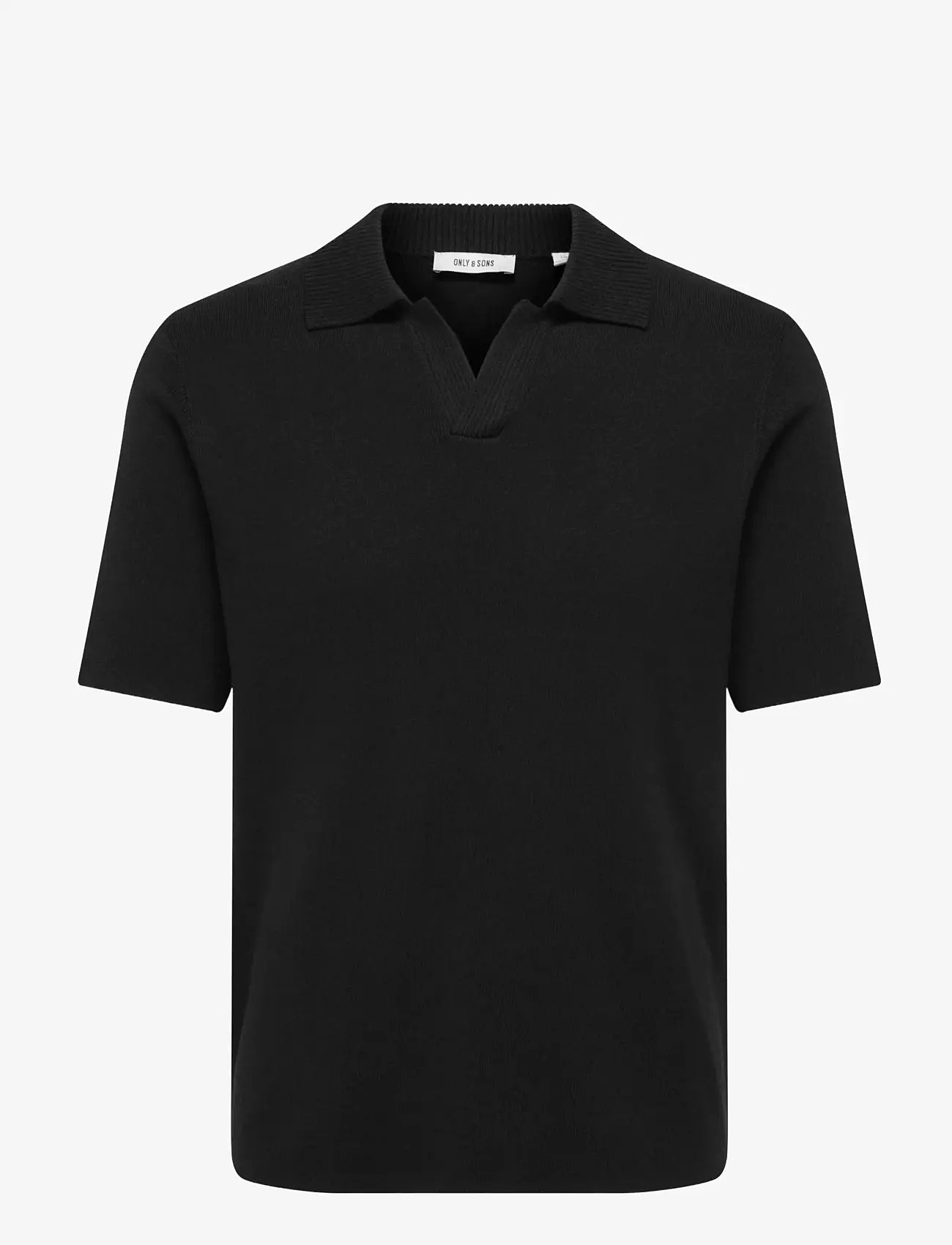 ONLY & SONS - ONSTRAVIS REG 12 SS MEL KNIT NOOS - polostrik - black - 1
