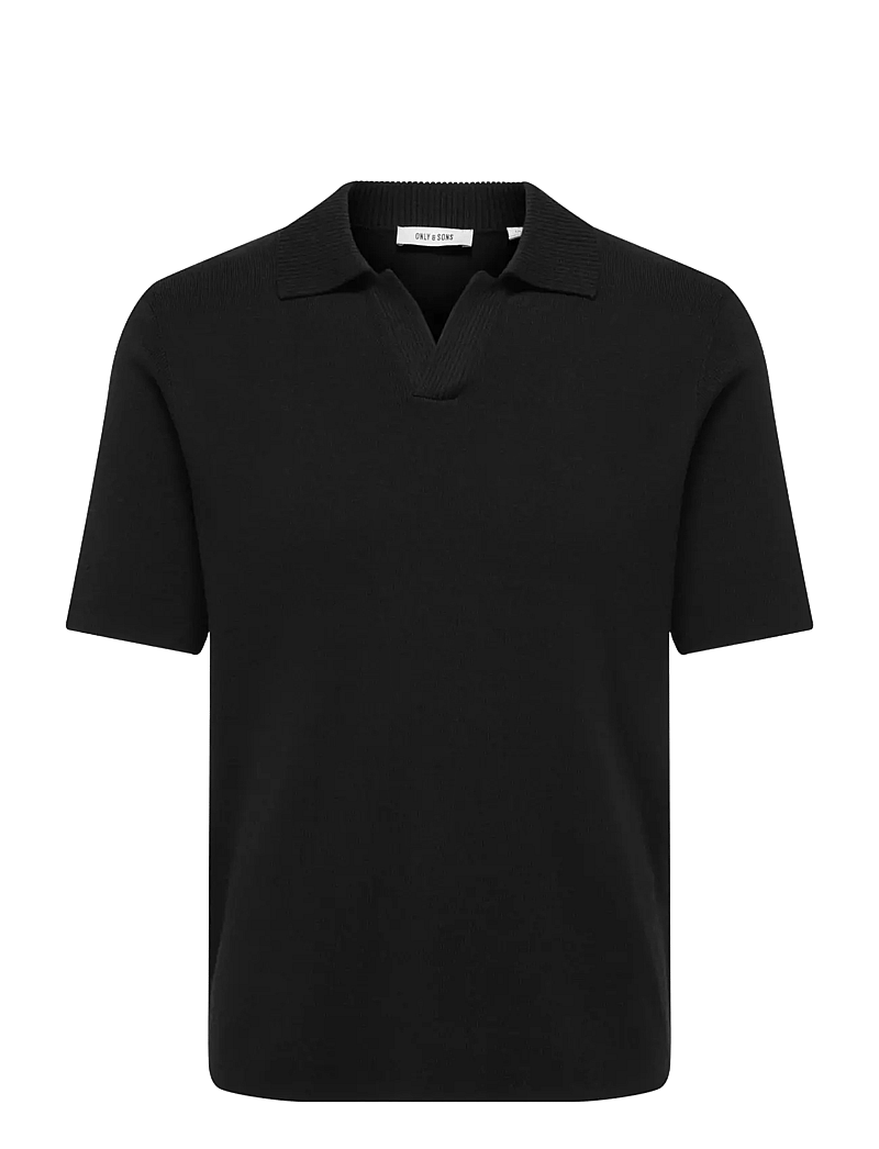 ONLY & SONS - ONSTRAVIS REG 12 SS MEL KNIT NOOS - gestrickte polohemden - black - 1