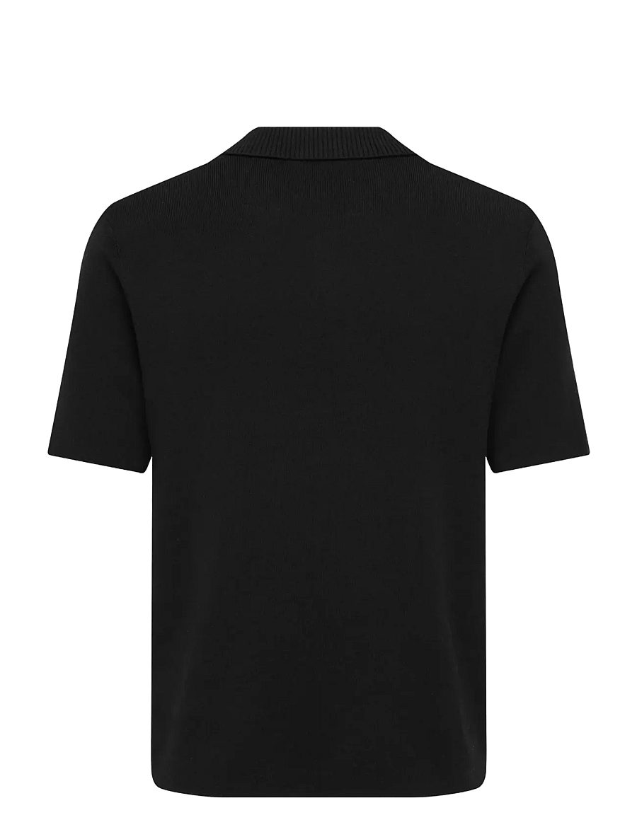ONLY & SONS - ONSTRAVIS REG 12 SS MEL KNIT NOOS - gestrickte polohemden - black - 2
