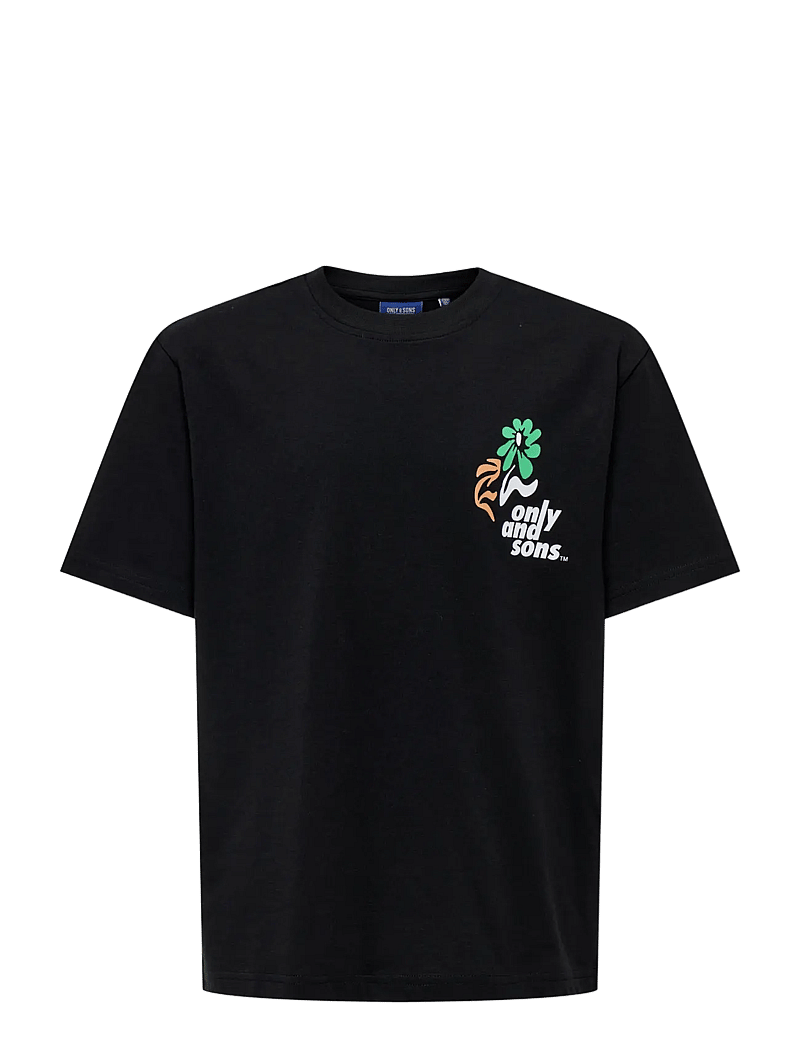 ONLY & SONS - OSJFRED LAURENT FLOW. RLX SS JRS NOOS - short-sleeved t-shirts - black - 1