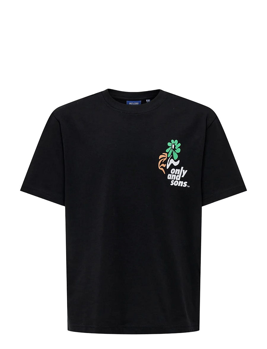 ONLY & SONS - OSJFRED LAURENT FLOW. RLX SS JRS NOOS - kortærmede t-shirts - black - 1