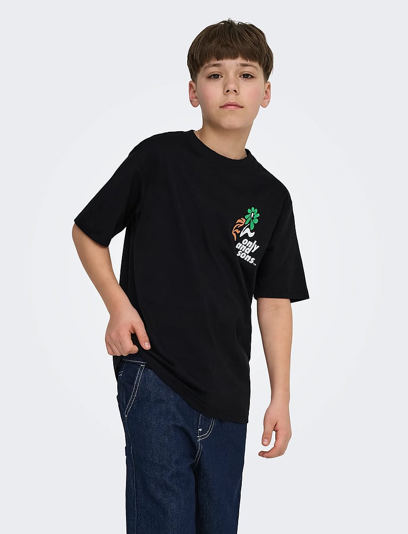 ONLY & SONS - OSJFRED LAURENT FLOW. RLX SS JRS NOOS - short-sleeved t-shirts - black - 0