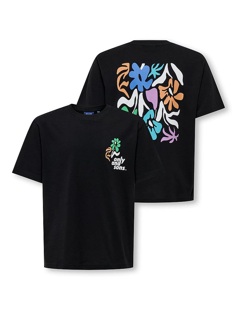 ONLY & SONS - OSJFRED LAURENT FLOW. RLX SS JRS NOOS - short-sleeved t-shirts - black - 4