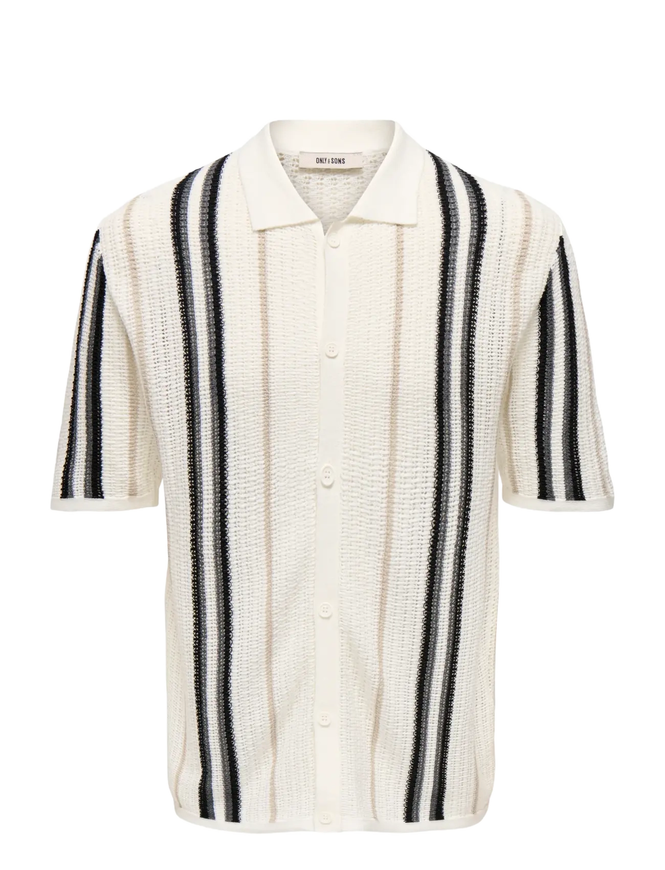 ONLY & SONS ONSLEON REG SS SHIRT KNIT - Stickat - CLOUD DANCER / cream