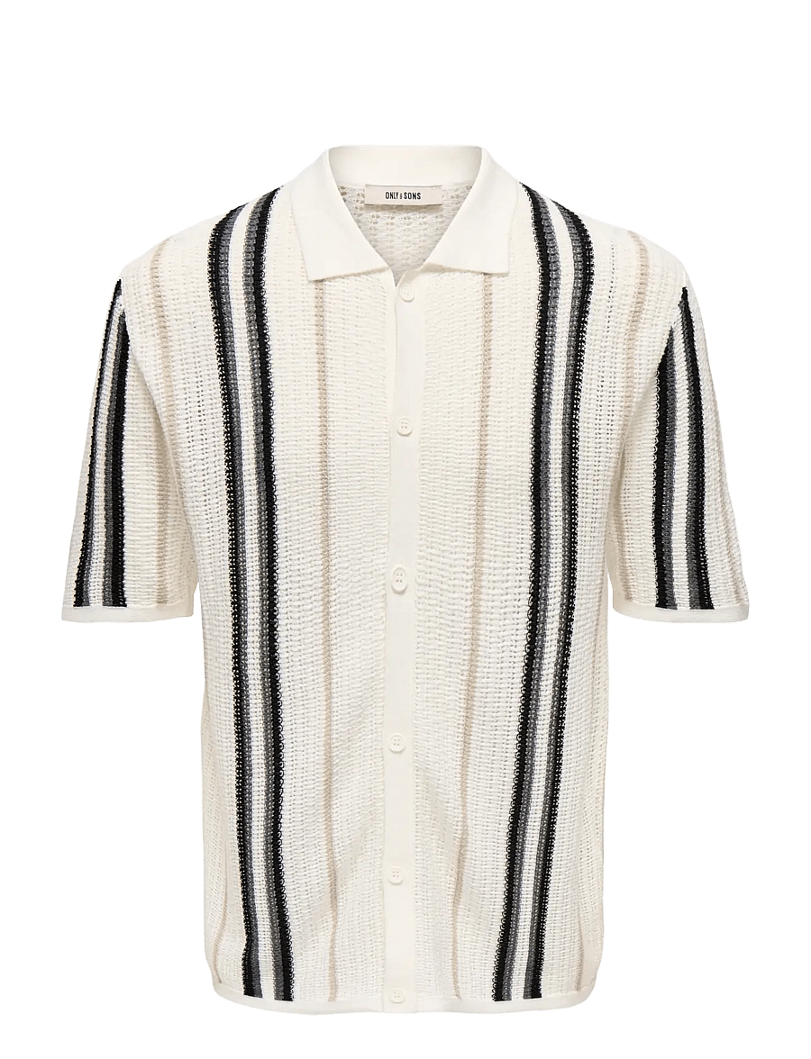 ONLY & SONS - ONSLEON REG SS SHIRT KNIT - gestrickte polohemden - cloud dancer - 1
