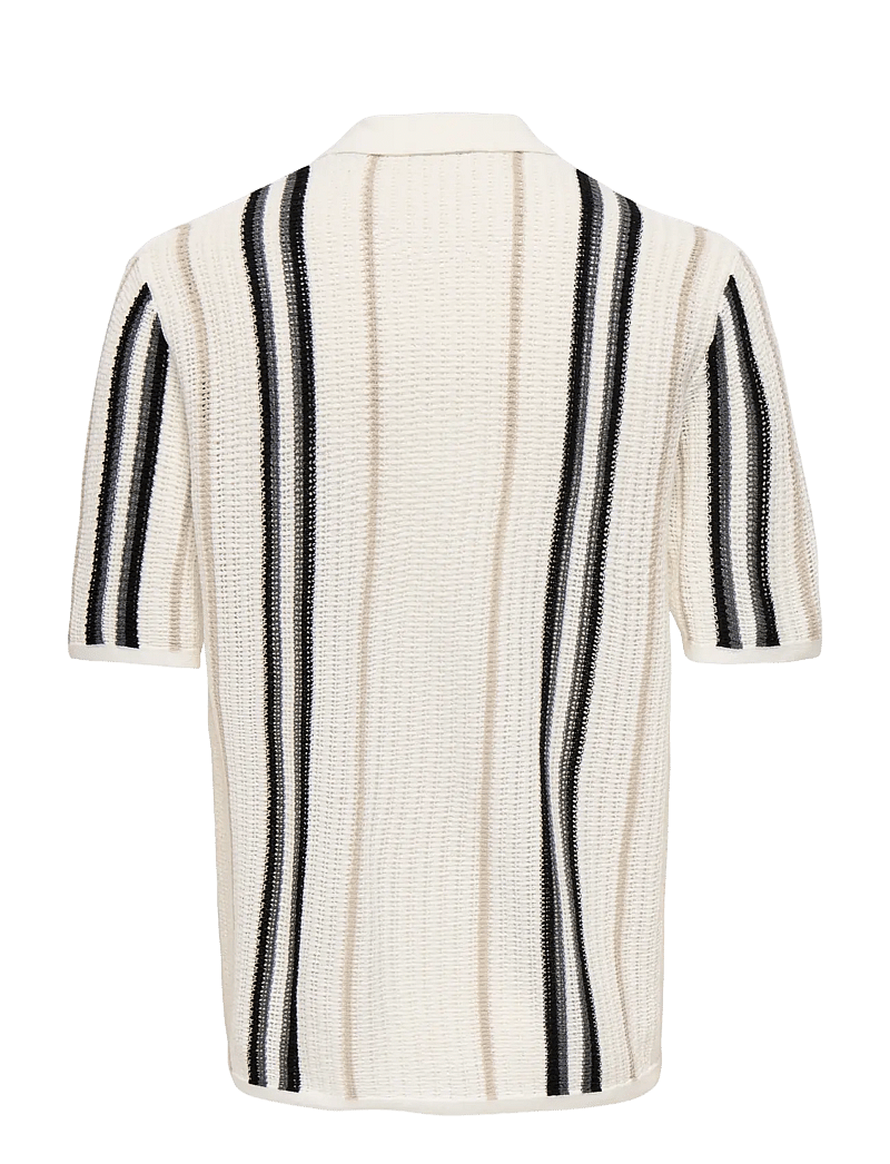 ONLY & SONS - ONSLEON REG SS SHIRT KNIT - gestrickte polohemden - cloud dancer - 2