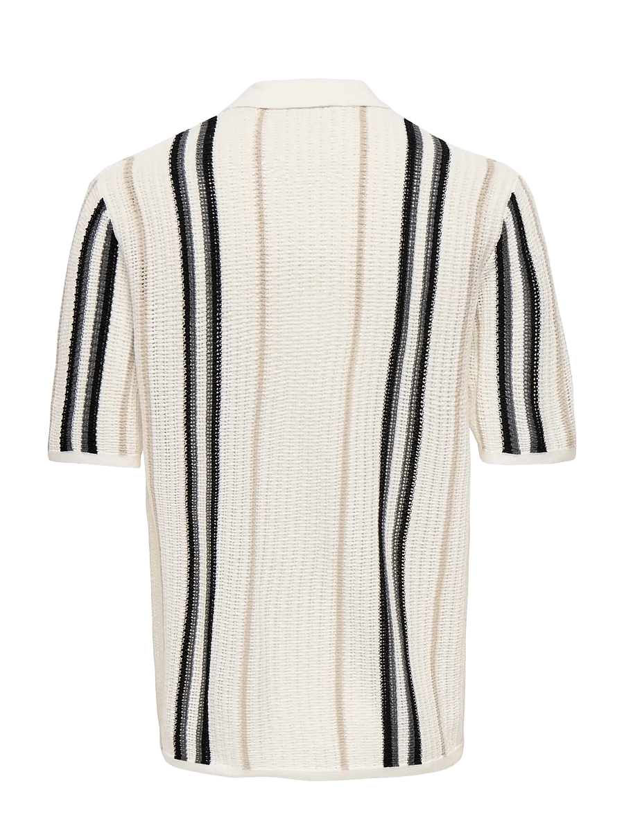 ONLY & SONS - ONSLEON REG SS SHIRT KNIT - gestrickte polohemden - cloud dancer - 2