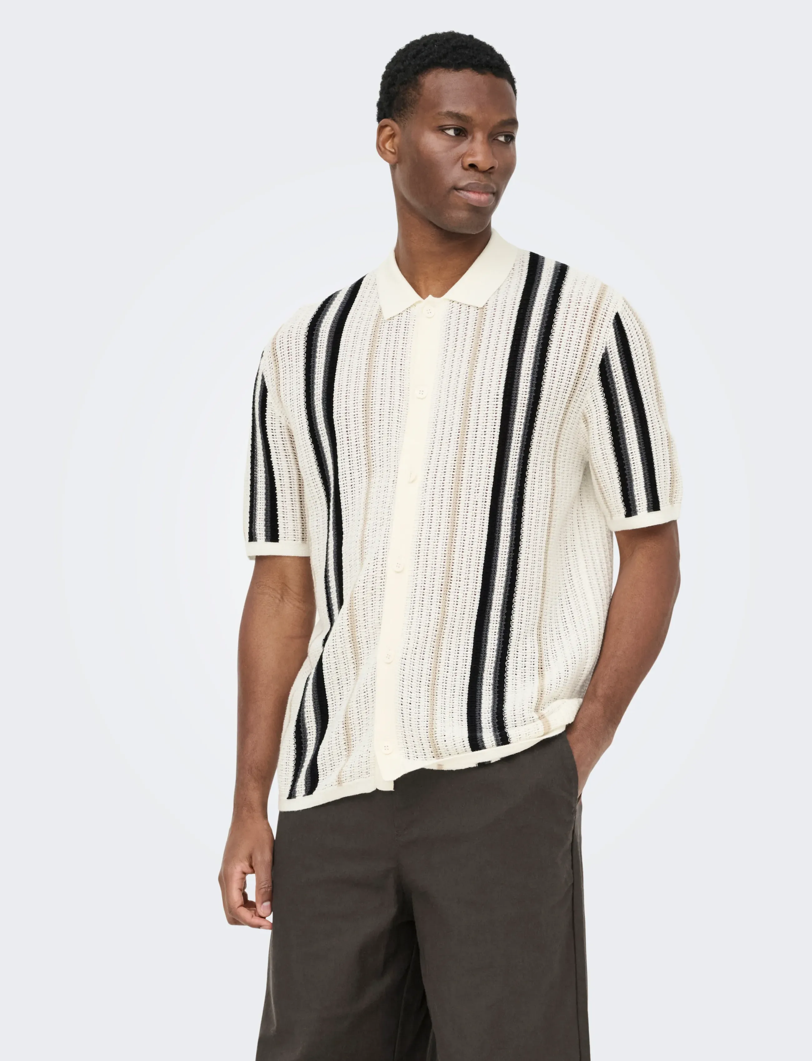 ONLY & SONS ONSLEON REG SS SHIRT KNIT - Kollektionen - CLOUD DANCER / cream