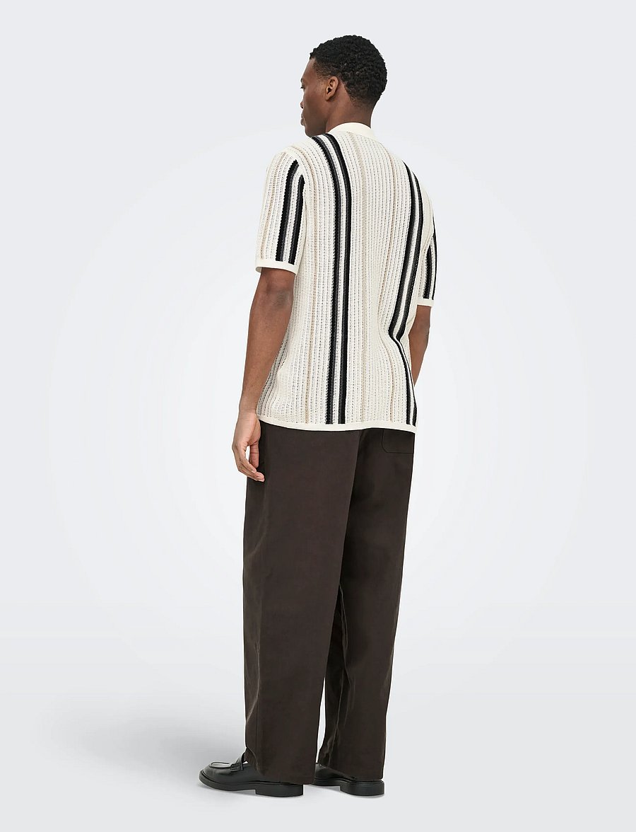 ONLY & SONS - ONSLEON REG SS SHIRT KNIT - gestrickte polohemden - cloud dancer - 3