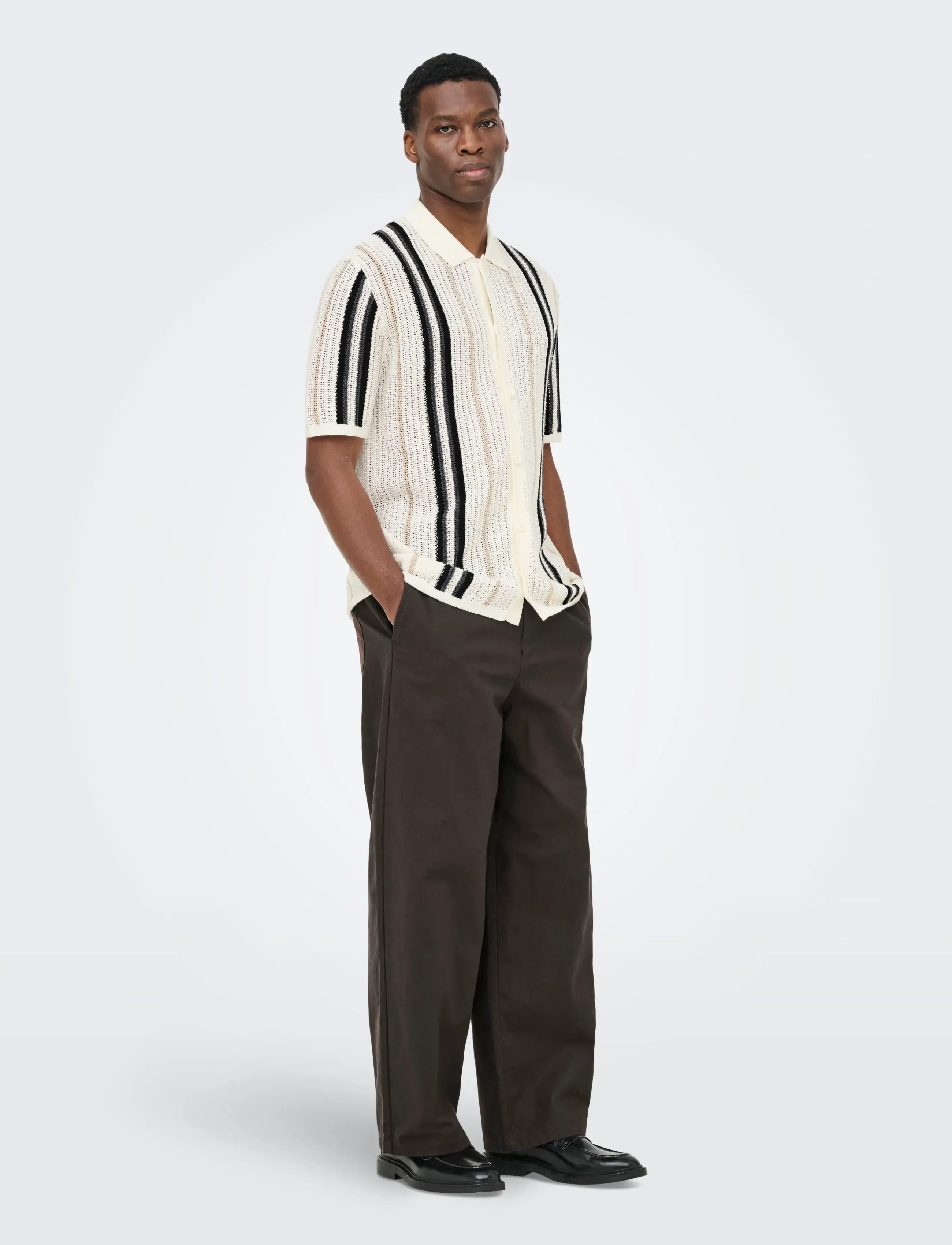 ONLY & SONS - ONSLEON REG SS SHIRT KNIT - knitted polos - cloud dancer - 4
