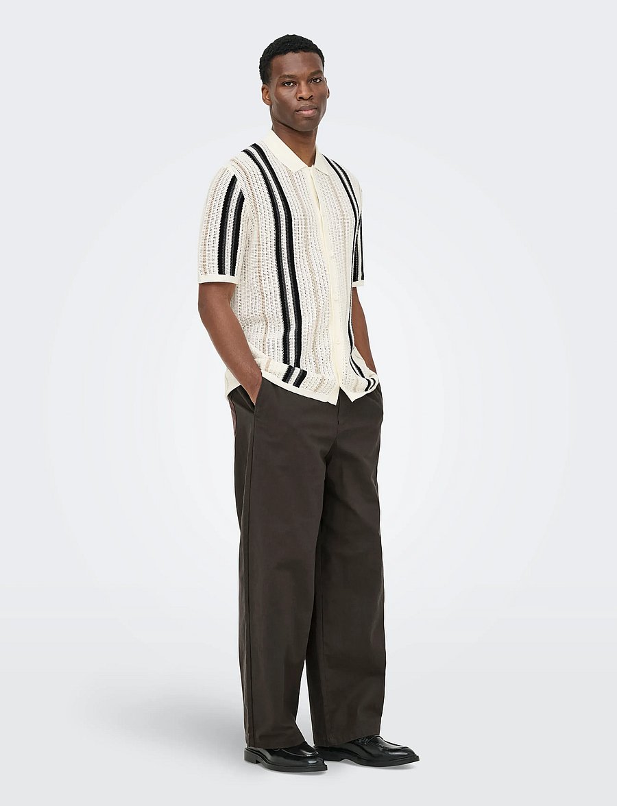 ONLY & SONS - ONSLEON REG SS SHIRT KNIT - gestrickte polohemden - cloud dancer - 4