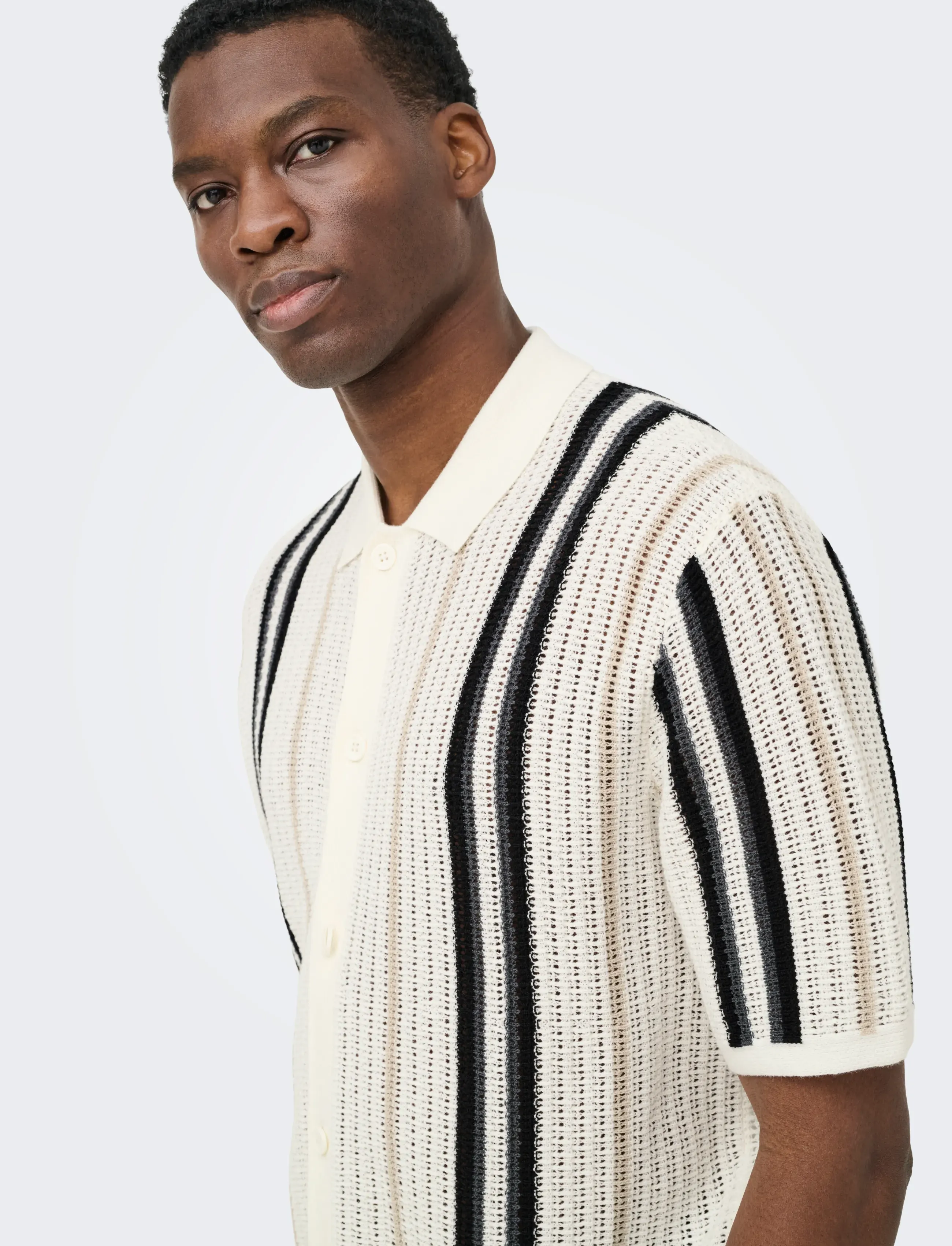 ONLY & SONS - ONSLEON REG SS SHIRT KNIT - knitted polos - cloud dancer - 5