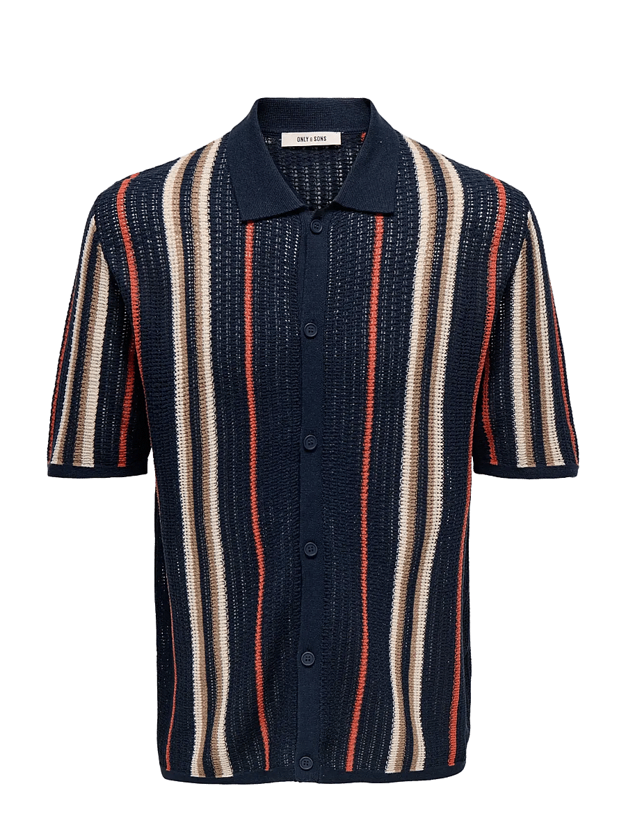 ONLY & SONS - ONSLEON REG SS SHIRT KNIT - gestrickte polohemden - dark sapphire - 1