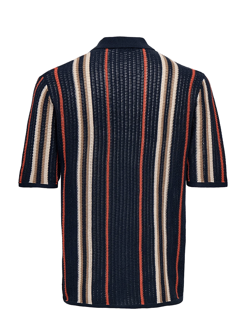 ONLY & SONS - ONSLEON REG SS SHIRT KNIT - gestrickte polohemden - dark sapphire - 2