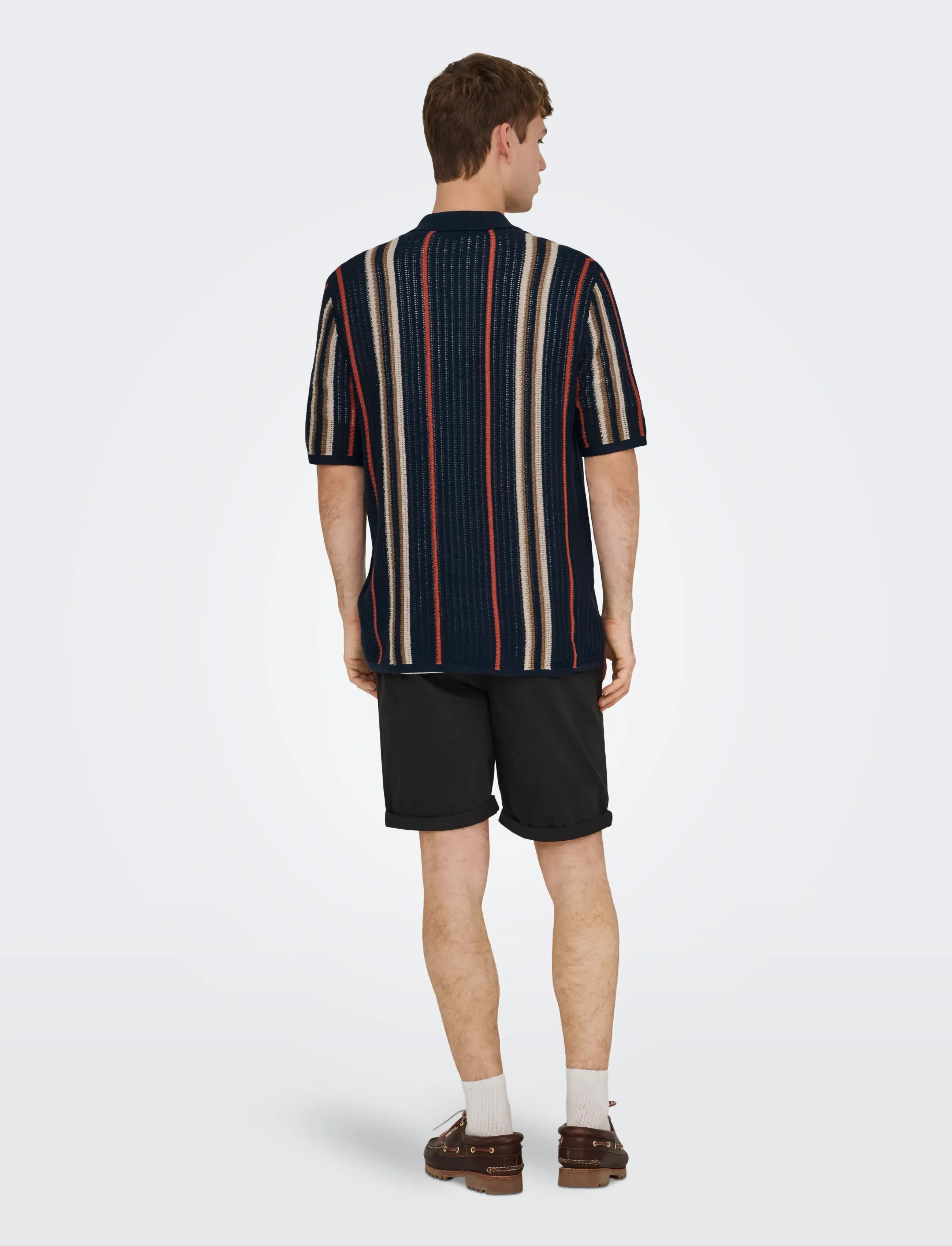 ONLY & SONS - ONSLEON REG SS SHIRT KNIT - gestrickte polohemden - dark sapphire - 3