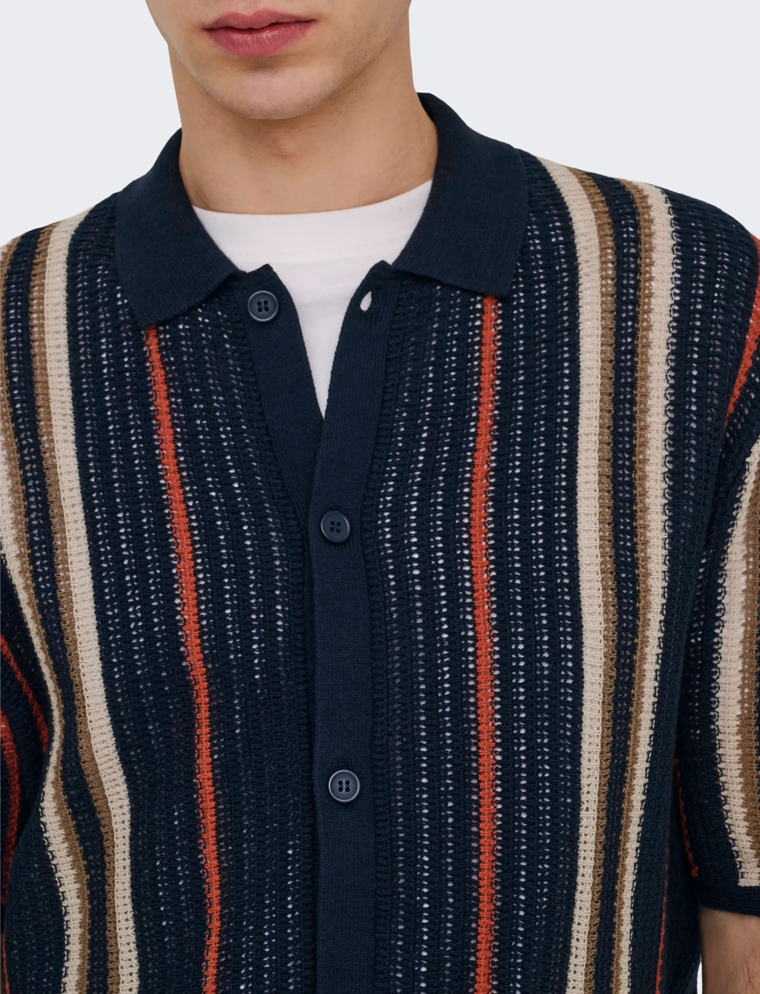 ONLY & SONS - ONSLEON REG SS SHIRT KNIT - gestrickte polohemden - dark sapphire - 5