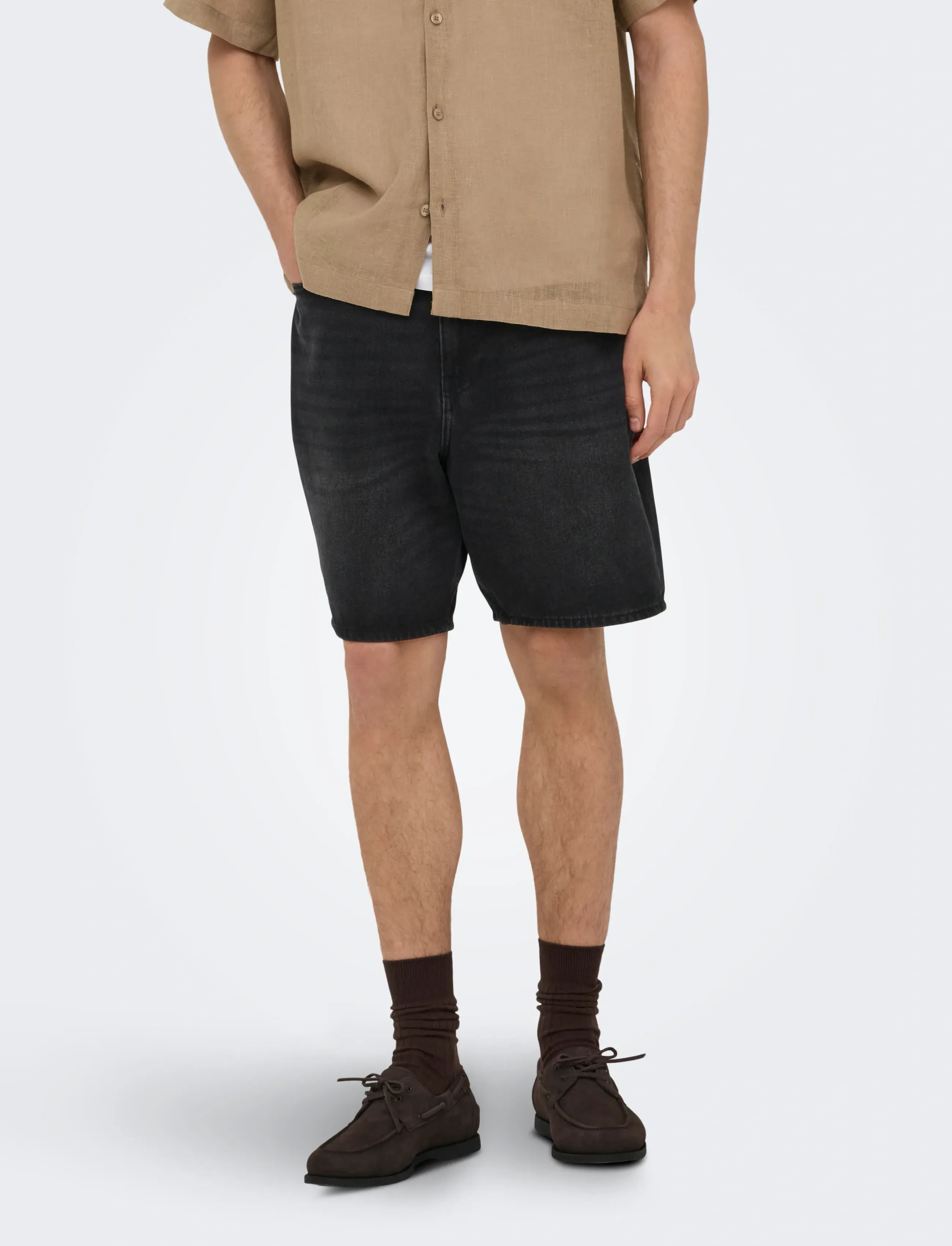ONLY & SONS Onsfade Pim Dnm Shorts Box, Mænd, Denim Shorts, Sort, Str: L