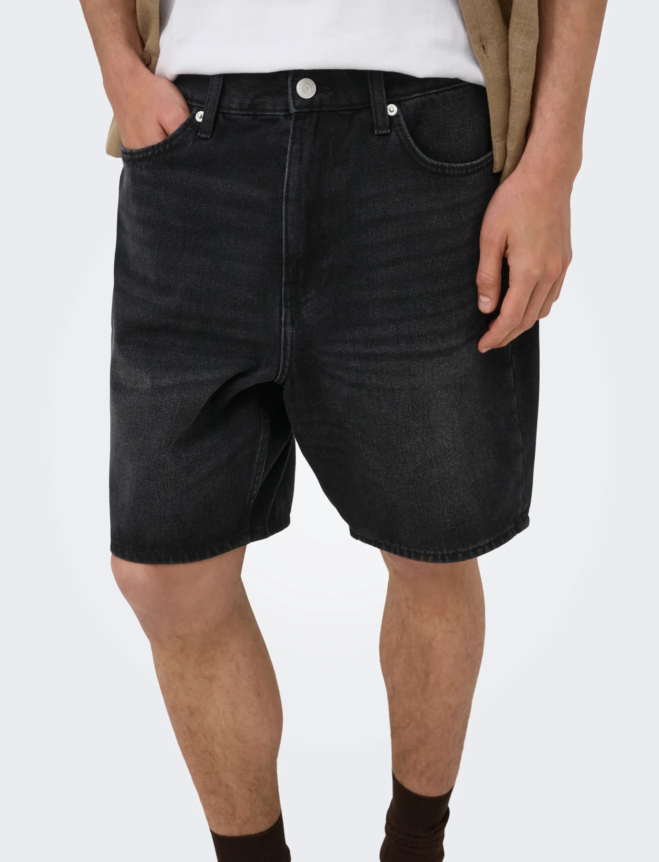 ONLY & SONS ONSFADE PIM DNM SHORTS BOX - Streetstyle - WASHED BLACK / black