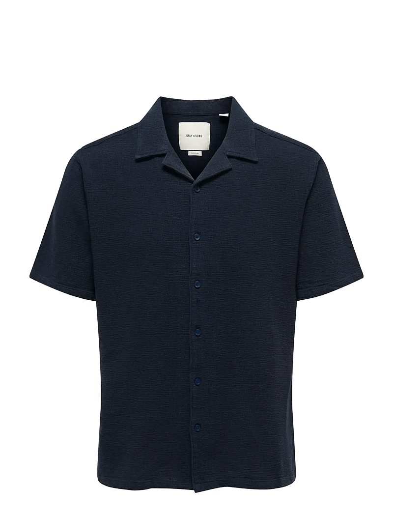 ONLY & SONS - ONSTREV LIFE SOLID 002 SS SHIRT REG VD - kurzarmhemden - dark navy - 0