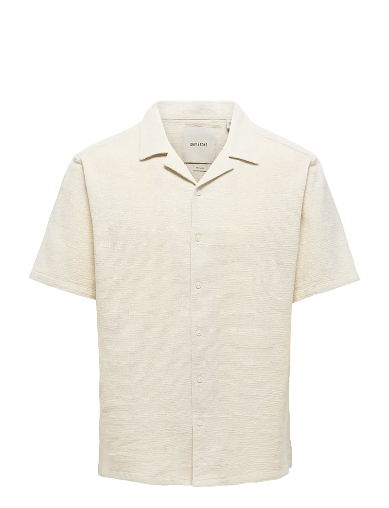 ONLY & SONS - ONSTREV LIFE SOLID 002 SS SHIRT REG VD - kortærmede skjorter - gardenia - 0