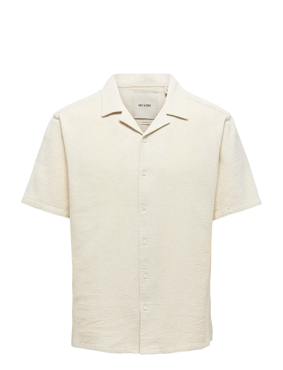 ONLY & SONS - ONSTREV LIFE SOLID 002 SS SHIRT REG VD - lühikeste varrukatega särgid - gardenia - 0