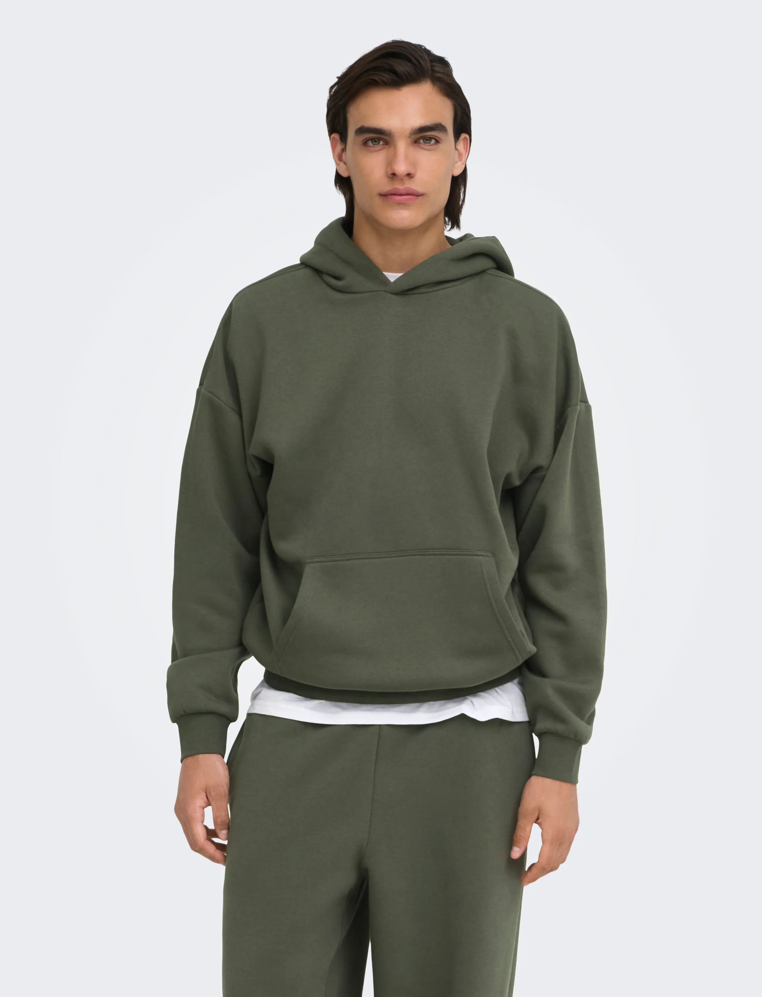 ONLY & SONS ONSCERES OVZ LS HOODIE  SWEAT NOOS - Kleidung - BELUGA / khaki/green