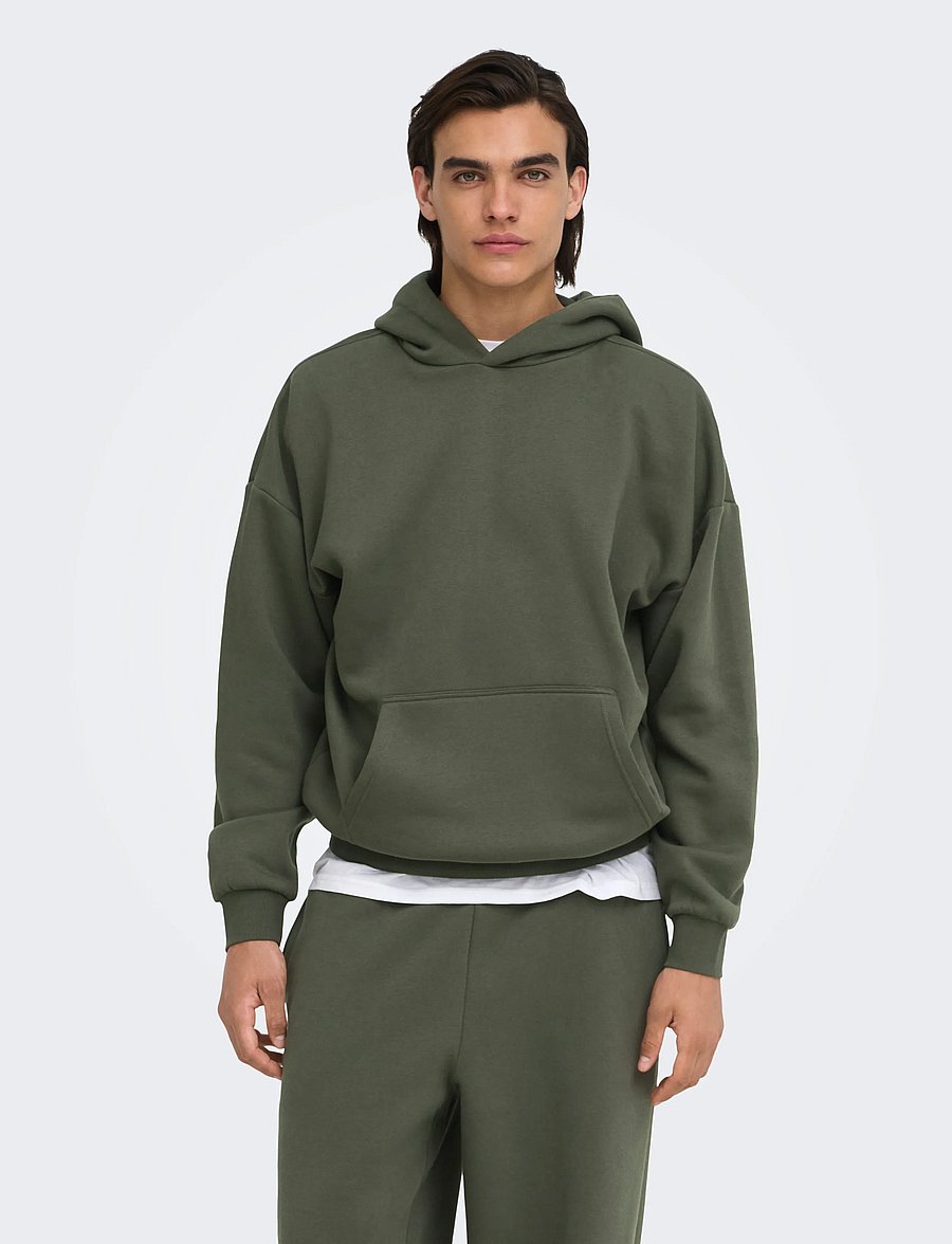 ONLY & SONS - ONSCERES OVZ LS HOODIE SWEAT NOOS - hoodies - beluga - 0