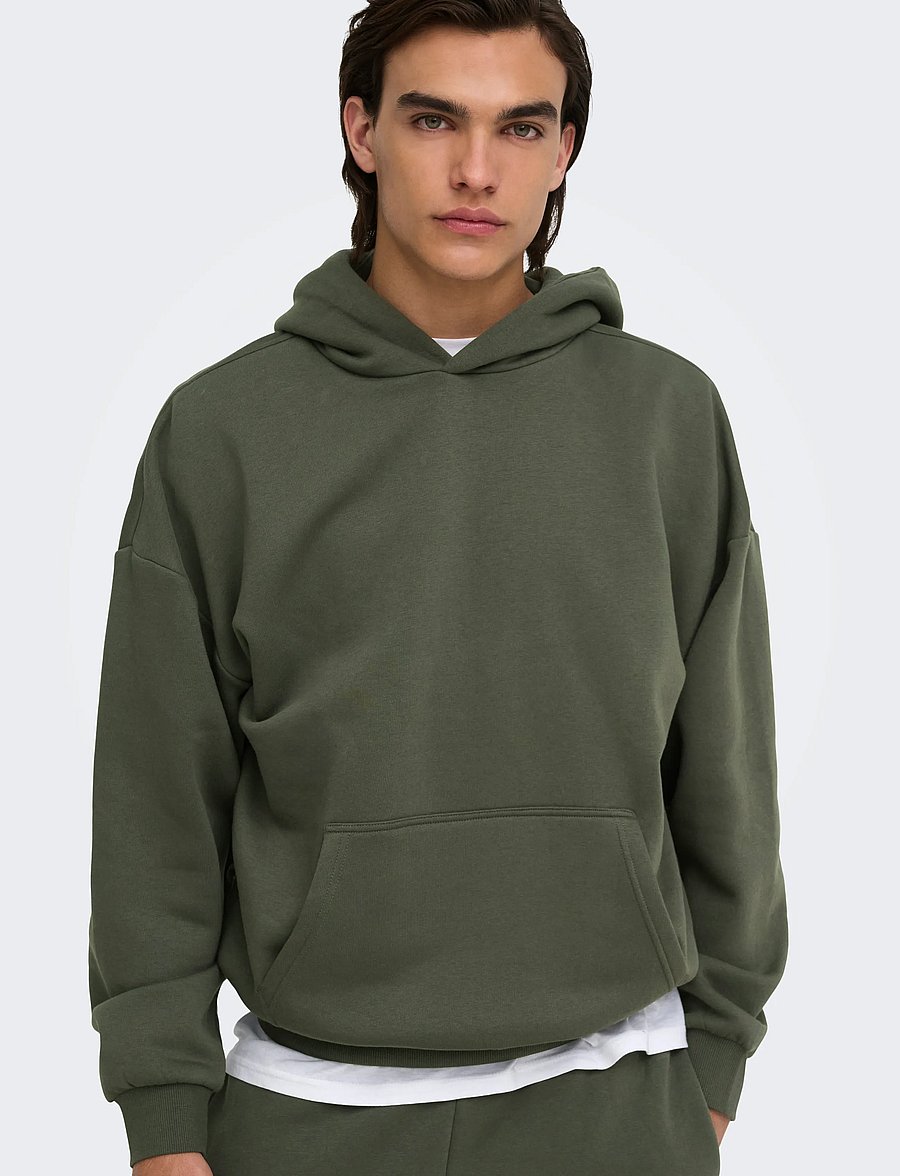 ONLY & SONS - ONSCERES OVZ LS HOODIE SWEAT NOOS - hoodies - beluga - 5