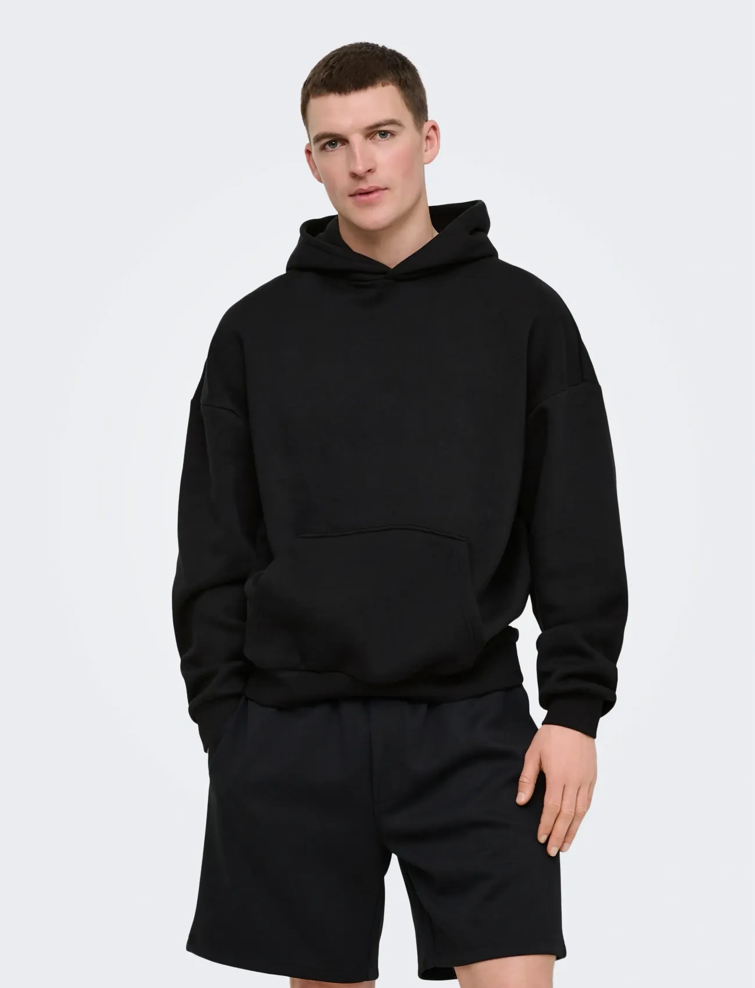 ONLY & SONS ONSCERES OVZ LS HOODIE  SWEAT NOOS - Clothing - BLACK / black