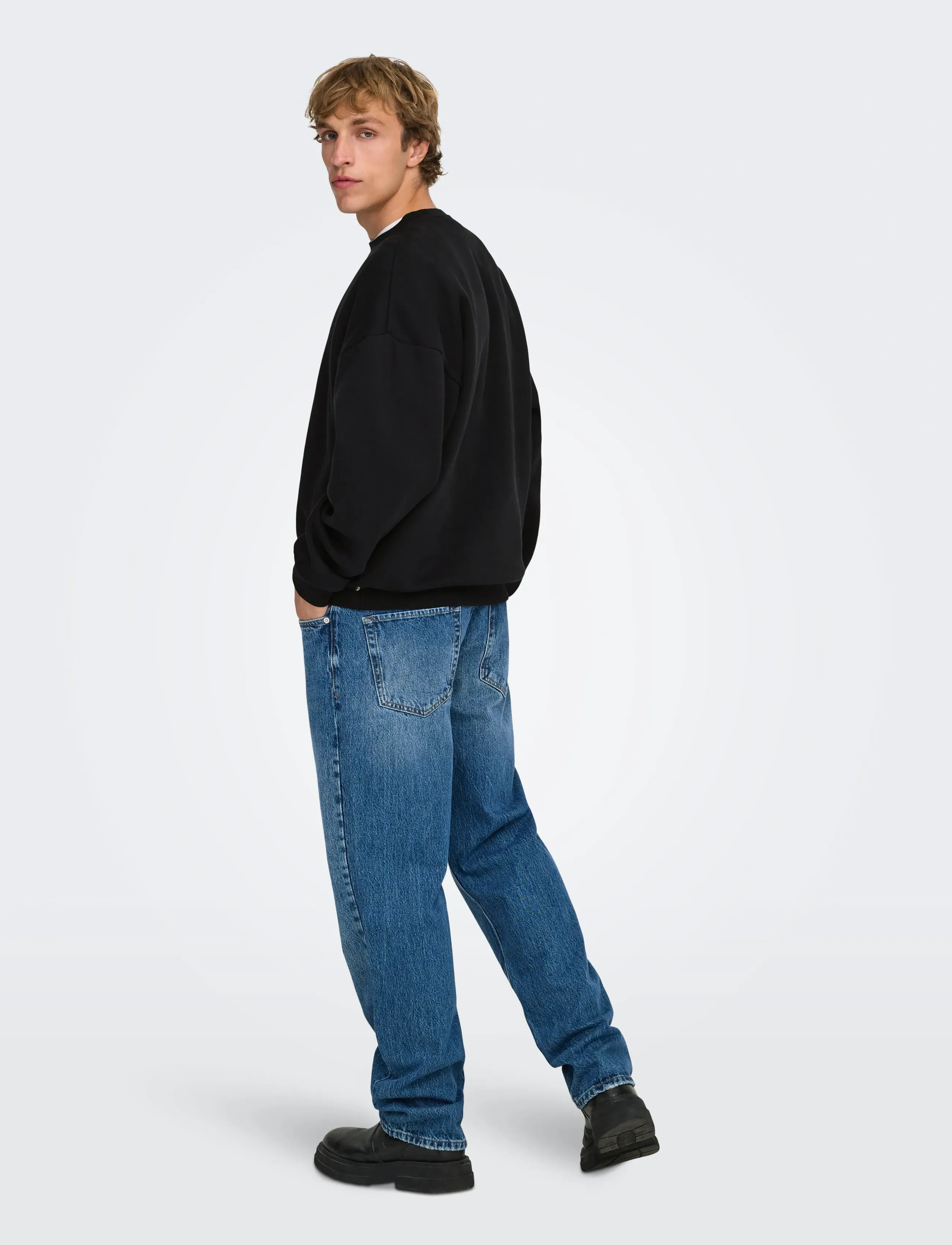 ONLY & SONS - ONSCERES OVZ LS CREW SWEAT NOOS - black - 3