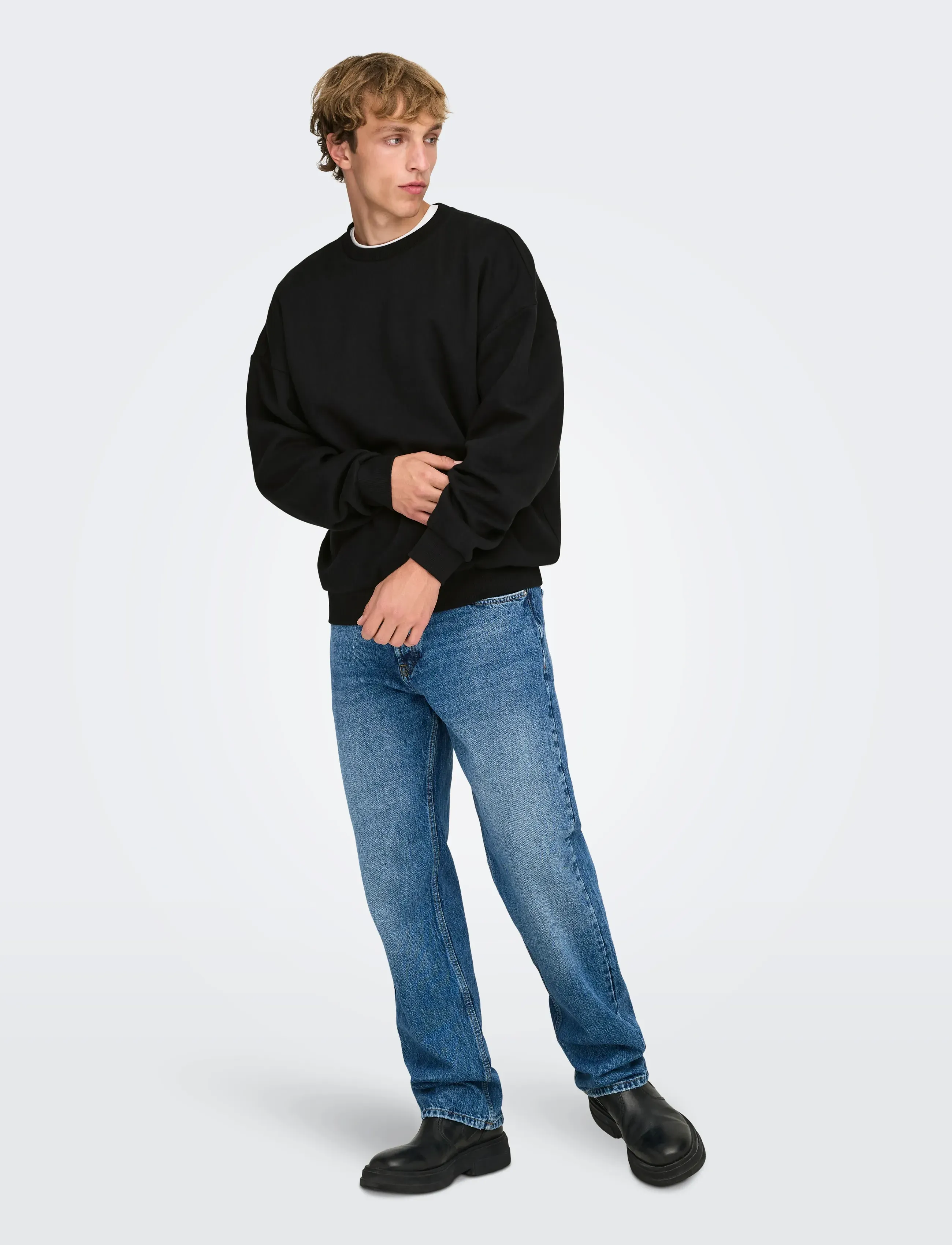 ONLY & SONS - ONSCERES OVZ LS CREW SWEAT NOOS - black - 4