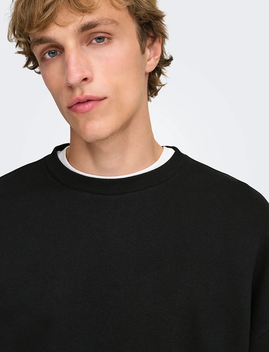 ONLY & SONS - ONSCERES OVZ LS CREW SWEAT NOOS - black - 5