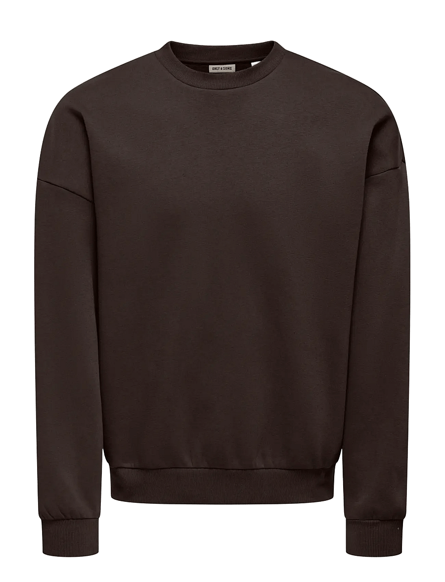 ONLY & SONS - ONSCERES OVZ LS CREW SWEAT NOOS - sweatshirts - coffee bean - 1