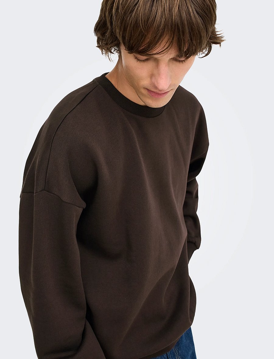 ONLY & SONS - ONSCERES OVZ LS CREW SWEAT NOOS - sweatshirts - coffee bean - 5