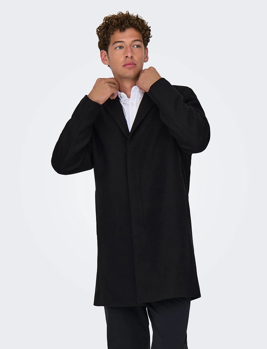ONLY & SONS - ONSARON WOOL COAT OTW NOOS - black - 0