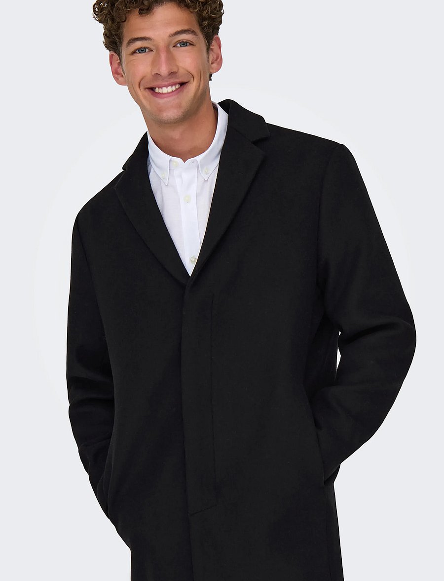 ONLY & SONS - ONSARON WOOL COAT OTW NOOS - black - 5