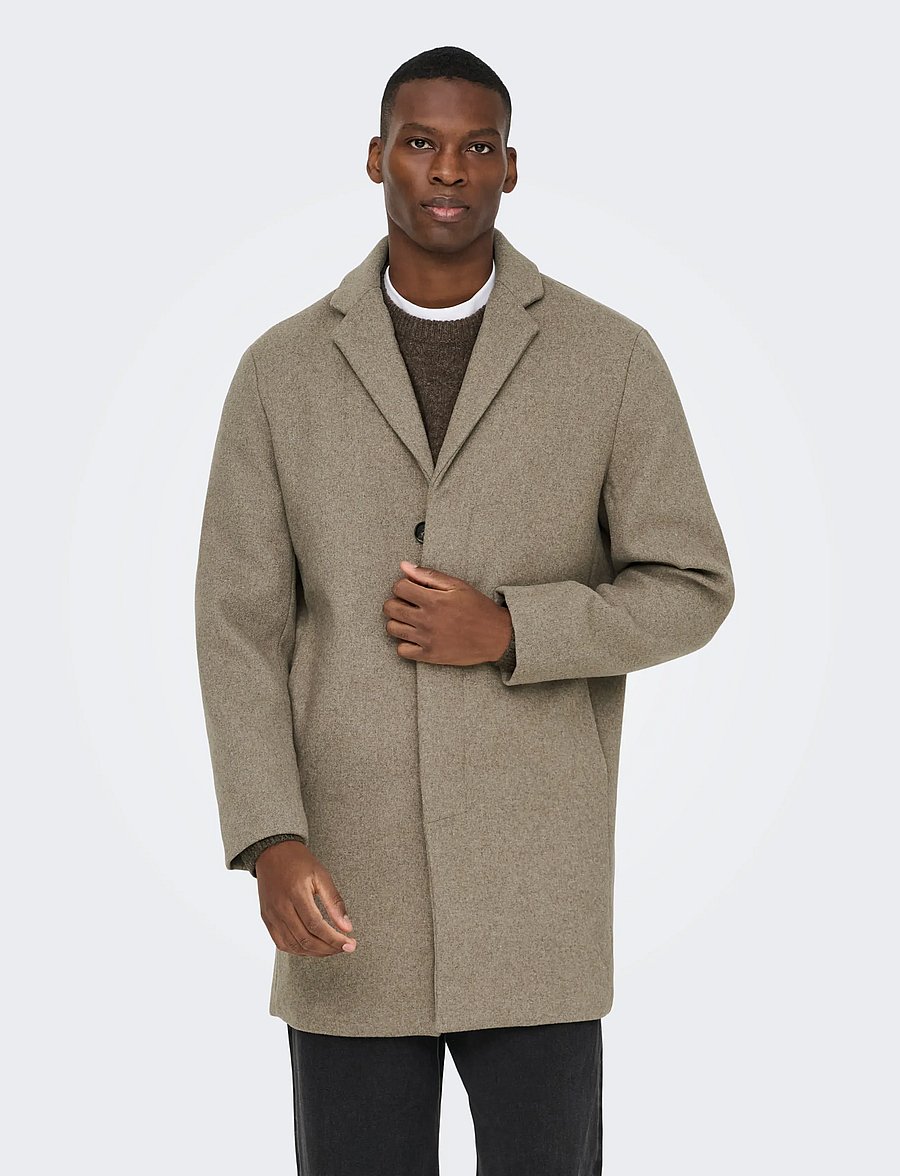 ONLY & SONS - ONSARON WOOL COAT OTW NOOS - wool coats - greige - 0