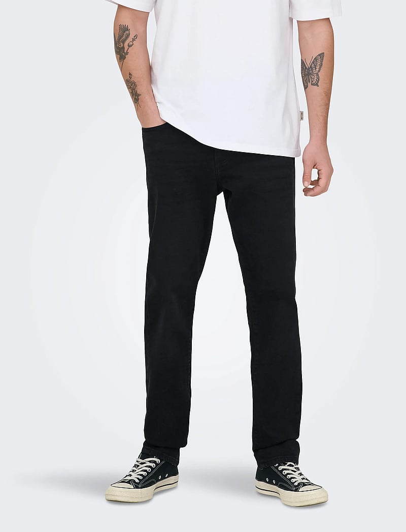 ONLY & SONS - ONSWEFT REG. JAX BLACK 6821 TAI DNM - regular jeans - black denim - 0