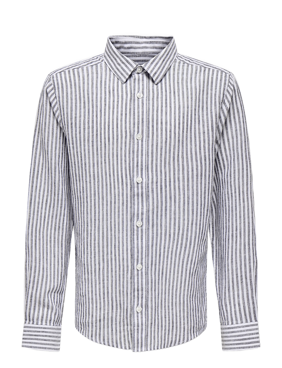 ONLY & SONS - OSJCAIDEN LIFE LS REG STRIPE LIN 660 WVN - langärmlige hemden - dark navy - 0