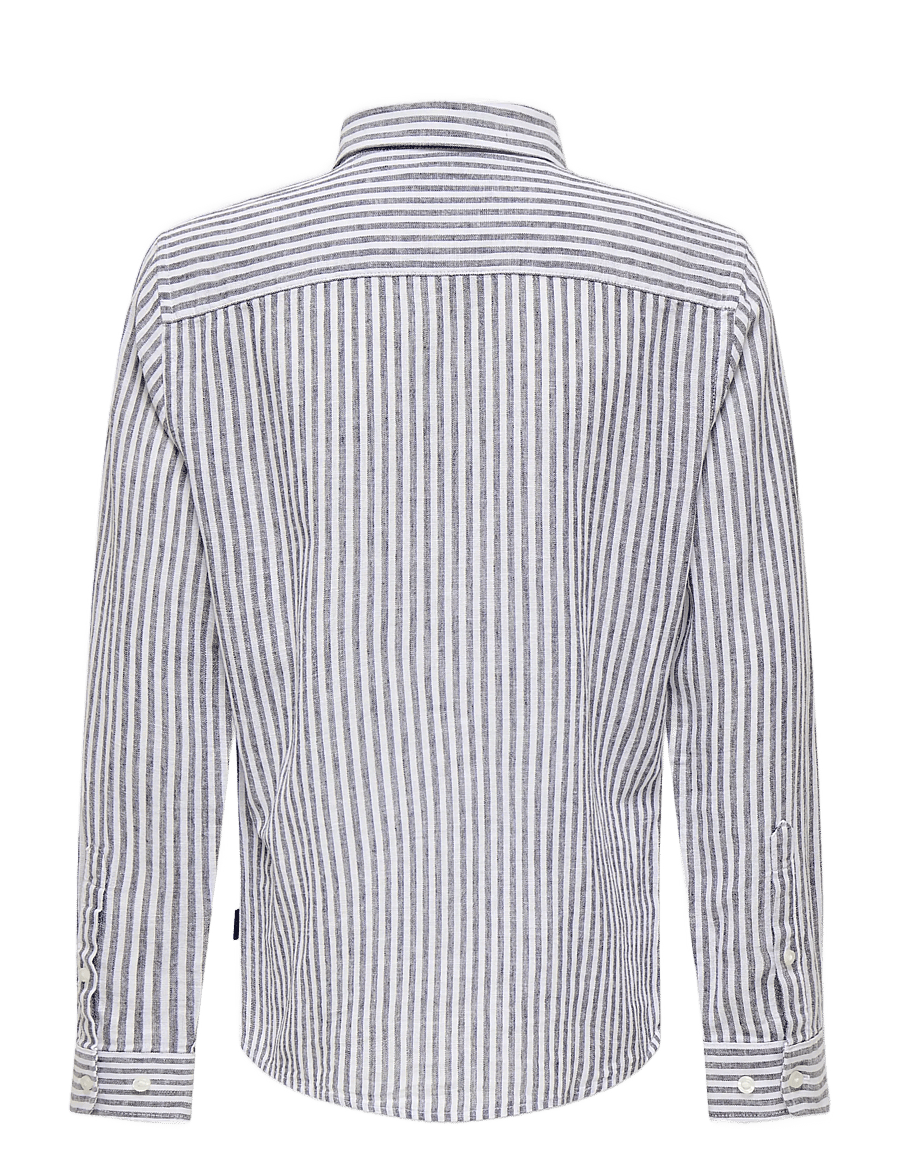 ONLY & SONS - OSJCAIDEN LIFE LS REG STRIPE LIN 660 WVN - langärmlige hemden - dark navy - 1