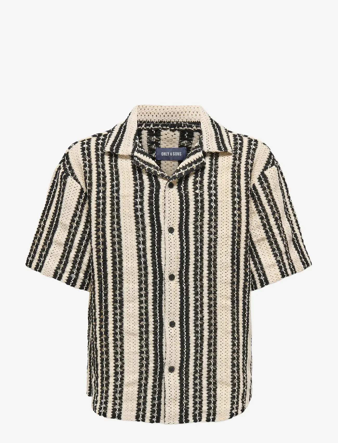 ONLY & SONS - OSJDANI CROCHET SS SHIRT WVN - short-sleeved shirts - cloud dancer - 1