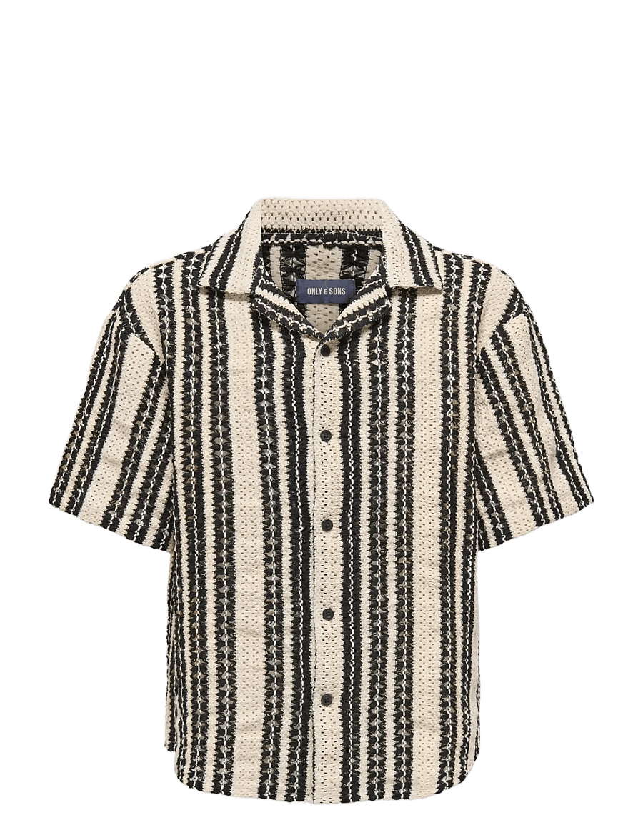 ONLY & SONS - OSJDANI CROCHET SS SHIRT WVN - chemises à manches courtes - cloud dancer - 1