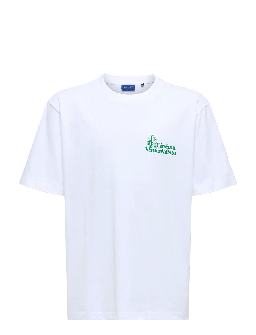 ONLY & SONS - OSJFREDO RLX CINEMA SS TEE VD JRS - kortærmede t-shirts - bright white - 0