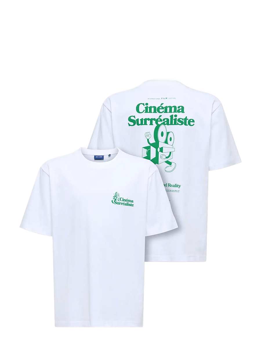 ONLY & SONS - OSJFREDO RLX CINEMA SS TEE VD JRS - kortærmede t-shirts - bright white - 2