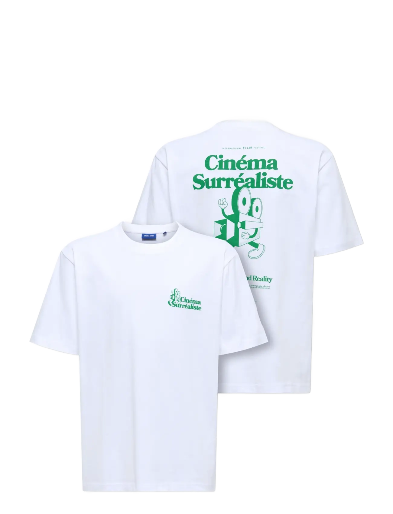 ONLY & SONS - OSJFREDO RLX CINEMA SS TEE VD JRS - kortærmede t-shirts - bright white - 3